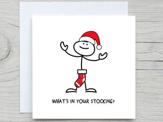 Custom Christmas Card, Funny Christmas Card, Whats in Your stocking