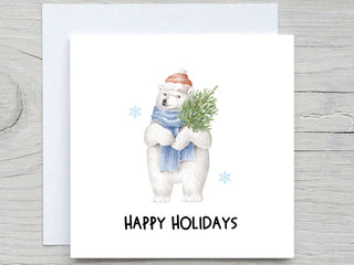 Custom Christmas Card, Polar Bear Card, Happy Holidays