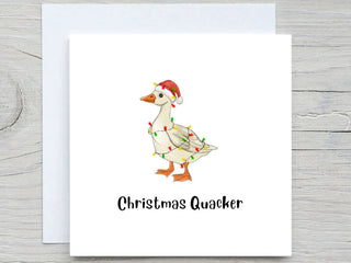 Custom Christmas Card, Funny Duck Card, Christmas Quacker