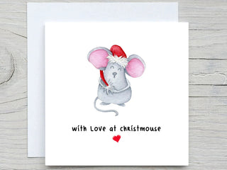 Custom Christmas card, christmouse, with love, cute mouse