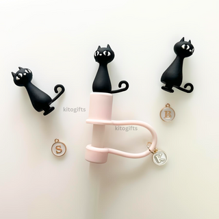 Black Cat stanley straw cover