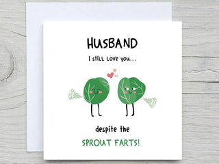 Personalized Christmas Card Funny Sprout Farts for Husband