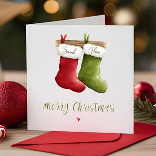 Personalized Christmas Stockings Card: Custom Holiday Greeting