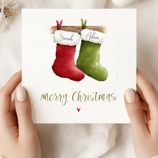 Personalized Christmas Stockings Card: Custom Holiday Greeting