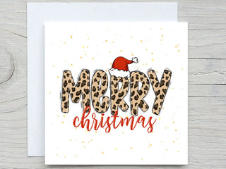 Personalised Christmas card, Holiday card, Animal print Leopard, holiday gift, christmas gift for her, for him