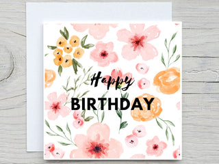 Birthday Card, Birthday greeting card, Floral Card, Cute Birthday card, flower birthday card