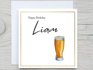 Personalised Name Birthday card, Beer birthday card, for him birthday card
