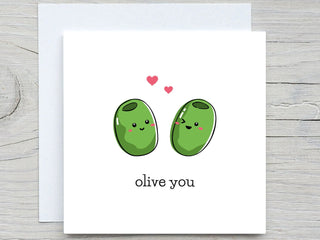 Valentines Day Card, Love greeting card, I love you Card, Olive you, Romantic Card, Valentine's Gift