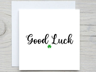Good Luck Card, personalised card,  NEW JOB CARD, new life, green shamrock card