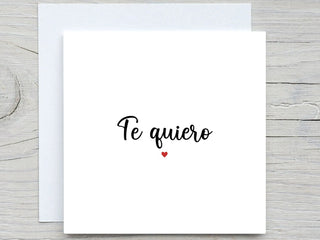 Valentines Day Card, Love greeting card, I love you Card, Te quiero, Romantic Card, Valentine's Gift, i love you in spanish