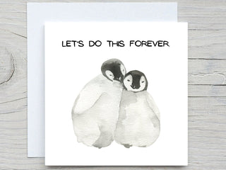 Valentines Day Card, Love greeting card, I love you Card, Cute Penguin card,  Romantic Card, Valentine's Gift