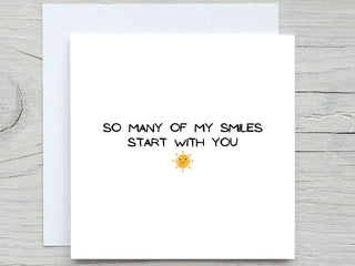 Valentines Day Card, Love greeting card, I love you Card, Smiles Start with you, Romantic Card, Valentine's Gift