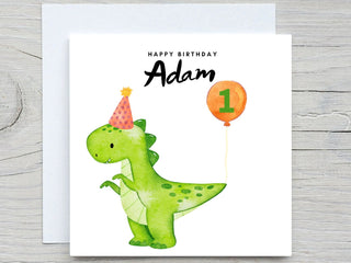 Personalised Name Birthday card, Dinosaur birthday card, Kids birthday card, add name and Age card