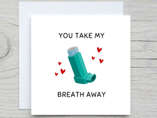 Valentines Day Card, Love greeting card, Cute Valentine card,  you take my breath away, romantic card