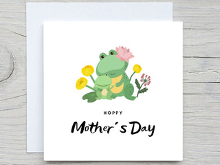 Mothers day card, Cute Frog Hoppy Happy Mothers Day card,from daughter card, from son, personalised Mothers day card, cute from card