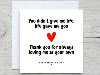 Stepmother Thank you card, life gave me you, for stepmother card, from stepdaughter card, red heart love card
