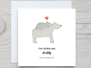 Fathers Day Card, To Daddy card, I love you dad card, happy fathers day, Cute Bear card, Beary much