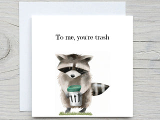 Happy Anniversary Card, You're Trash Happy Valentine's Day Card, romantic card, i love you card, anniversary card, Raccoon card