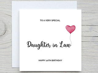 Personalised Daughter in Law Birthday Card, Relative Birthday card, Lovely card for Daughter in law , card for her