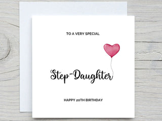 Personalised Step-Daughter Birthday Card, Relative Birthday card, Lovely card for Step-Daughter  , card for her