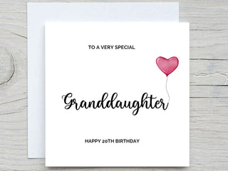 Personalised granddaughter Birthday Card, Relative Birthday card, Lovely card for granddaughter , card for her