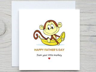 Fathers Day Card, To Daddy card, I love you dad card, happy fathers day, From your little monkey