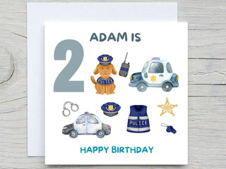 Personalised Name Birthday , Baby boy Police Birthday Card, birthday card