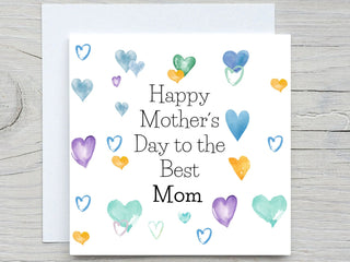 Mothers day card, card for mom, heart mom card, best mom card, personalised card for mom