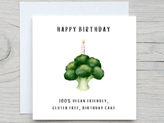 Funny Birthday card, Vegan birthday card card, broccoli card, for vegan friend card, for vegetarian friend card, gluten free card