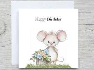 Birthday Card, Cute card, Mouse Happy Birthday card