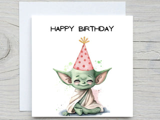 Birthday Card, Cute card, Yoda Happy Birthday card