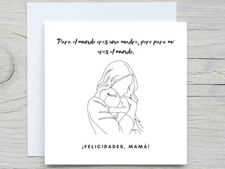 Feliz Día de la Madre, tarjeta Día de la Madre, spanish mothers day card, mama bear card, for mom card, Eres Mi Mundo
