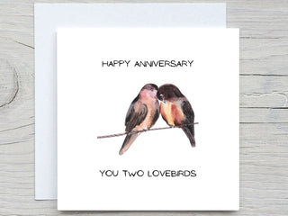 Anniversary Card, Personalised Happy anniversary card, Lovebirds card