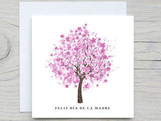 Feliz Día de la Madre, Spanish Mothers Day Card, To Mom card, CHERRY BLOSSOM TREE Card, for parents card, for mom card, mothers day gift
