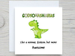 GODSONASAURUS Card, Godson Birthday card, Awesome Godson greeting card, Godson Dinosaur card