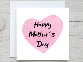 mothers day card, watercolor Heart, Heart card, for mom, to Mom, from son, from daughter, from husband card, dia de la madre
