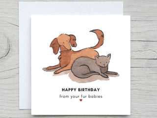 Happy birthday card from pets, from dog and cat, from pets card, from dog and cat card, birthday card from fur babies