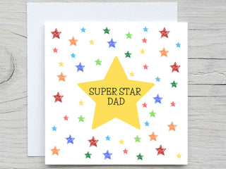 Fathers Day Card, To Daddy card, Super Star Dad Card, happy fathers day, to dad Card