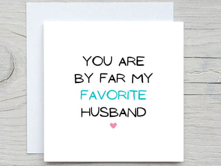 Anniversary card for husband, favorite Husband so far, from wife card, love card, romantic card, personalised card