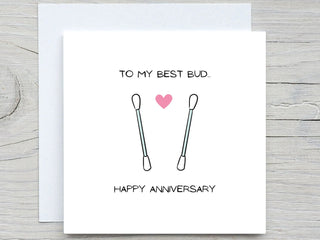 Happy Anniversary card, perosnalised anniversary card, to my best bud card, for wife card, for husband card, love card, romantic card