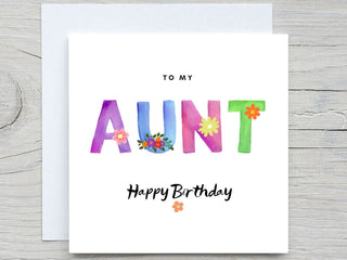 Birthday Card, Personalised birthday card, Happy Birthday for Auntie, Auntie Birthday card, To my Aunt, For Aunt