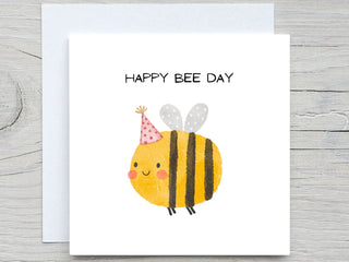 Personalised Birthday card, Cute Birthday card, bee day, cute bee card, bee lover gift, Happy Bee day