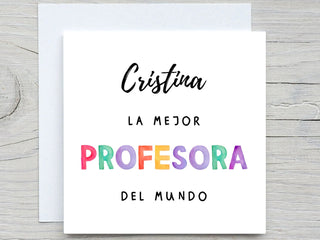 Personalised Thank you teacher Card, Teacher card, Spanish teacher card, La mejor profesora card, Best teacher