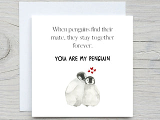 Personalised Anniversary Card, You are my penguin card, romantic card, love card, to husband, to wife