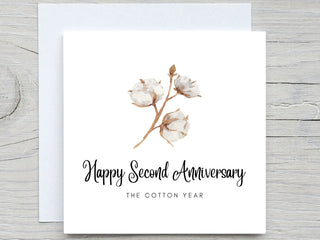 Anniversary Card, Personalised anniversary card, Second Anniversary card, Cotton Anniversary, 2 years wedding anniversary