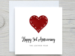 Anniversary Card, Personalised anniversary card, Third Anniversary card, Leather Anniversary, 3 years wedding anniversary
