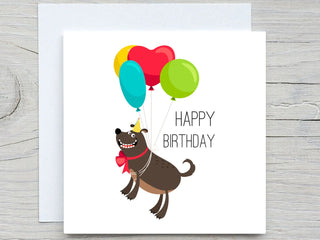 Birthday Card, Funny card, Funny Dog Birthday card, dog balloons birthday card, personalised birthday card