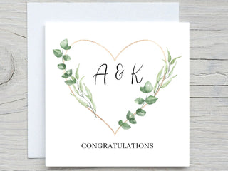 Personalised WEDDING Card, Congratulations card, Initials Bride and Groom Card, Just married card, congratulations cards, MR MRS card