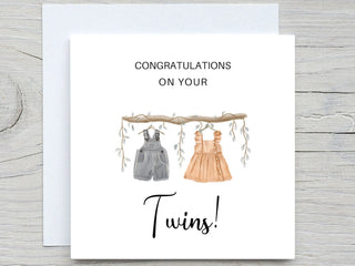 Personalised Baby shower Card, New baby Card, baby shower card, congratulations on Twins card, twins card