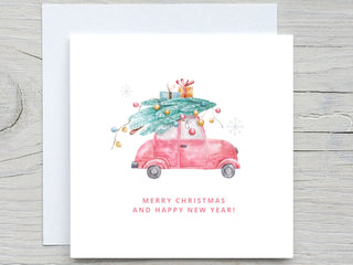 Personalised Christmas card, Christmas car Tree card, Holidays card, personalized card, Happy Holidays card, Merry Christmas card, New year